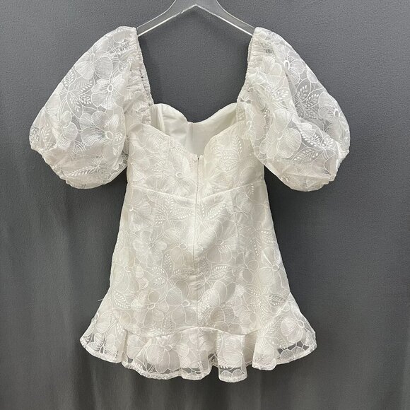 NWT Sage & Paige Mini Dress Womens XL White Lace Clarissa Puff Sleeves Babydoll - Picture 14 of 16